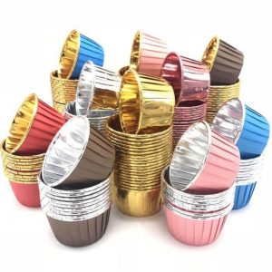 aluminum foil cupcake liners in various color