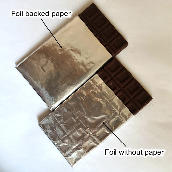 different wrap-effect foil backing paper and foil without paper